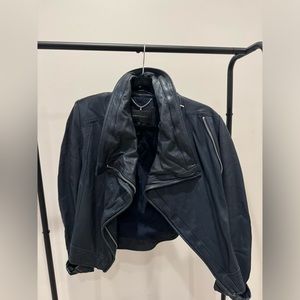 BCBG  MAXAZRIA  BLACKLAMBSKIN Real LEATHER MOTO JACKET; SMALL